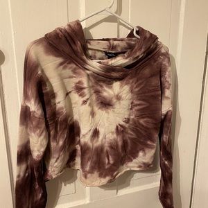 Red/maroon and white tie dye cropped sweatshirt Rue21